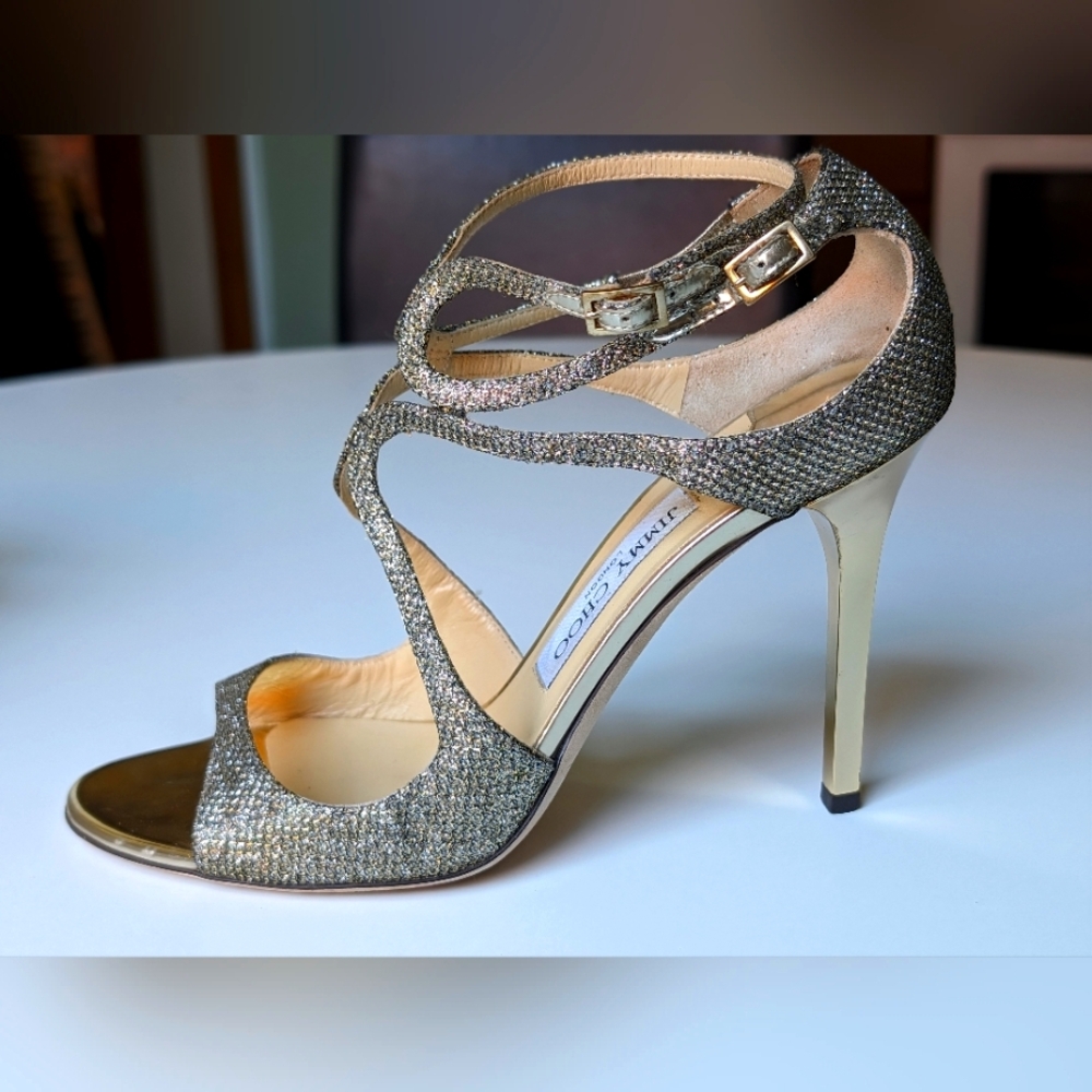 Jimmy Choo | lvette Lame Glitter Heels | 39